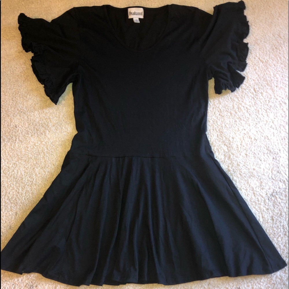 Hailwood black ruffle sleeve dress
